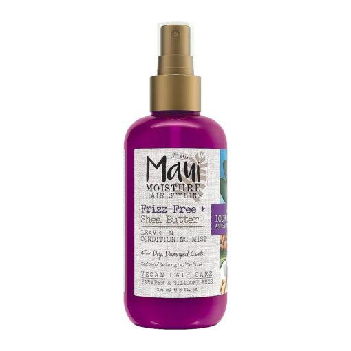 Maui Moisture Frizz-Free + Shea Butter Leave-in Conditioning Mist, Curly Hair Styling, No Drying Alcohols, Parabens or Silicone, 8 Fl Oz