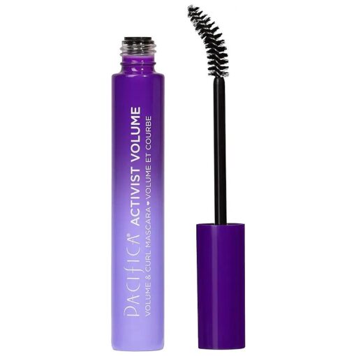 Pacifica Beauty | Activist Curling Mascara | Black | Volume and Length | Vegan Brush | Glass Tube | Clean Eye Makeup | Plant-Fibers | Microplastic + Nylon 6 Free | Vegan, Talc-Free, Cruelty-Free