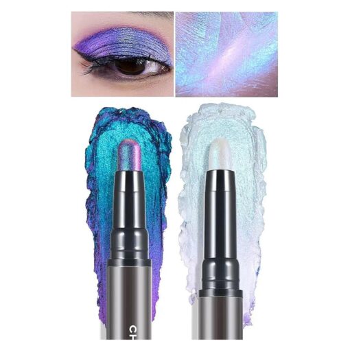 CHARMACY Multichrome 2 in 1 Cream Eyeshadow Stick, Waterproof Eye Brightener Highlighter Stick Makeup, High Pigmented, Smudge-Proof, Vegan & Cruelty-Free ( # 904 )