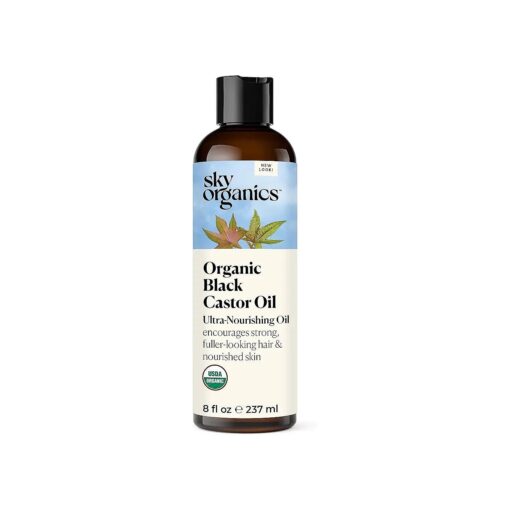 Sky Organics Organic Black Castor Oil for Hair & Skin, 100 % Pure & Cold-Pressed USDA Certified Organic to Moisturize, Nourish & Soften, 8 fl, Oz