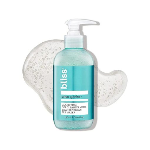 Bliss Clear Genius Clarifying Gel Cleanser - 6.4 Fl Oz - BHA Salicylic Acid to Purify Pores & Balance Skin - Remove Excess Oil & Dirt - Non-Drying - Vegan & Cruelty-Free