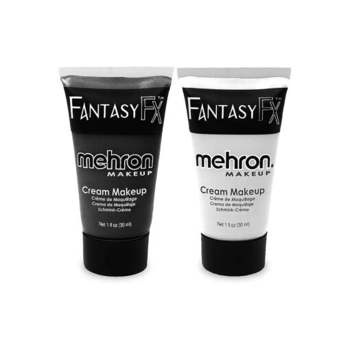 Mehron Makeup Fantasy F/X Water Based Face & Body Paint Black and White Face Paint Bundle