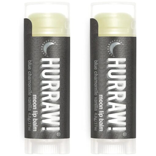 Hurraw ! Moon Night Treatment ( Blue Chamomile, Vanilla ) Lip Balm, 2 Pack : Organic, Certified Vegan, Cruelty and Gluten Free, Non-GMO, 100 % Natural Ingredients, Bee, Shea, Soy and Palm Free, Made in USA