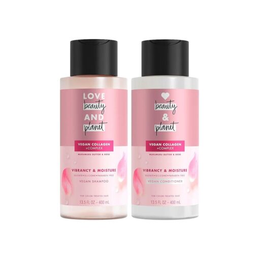 Love Beauty and Planet Shampoo & Conditioner Murumuru Butter & Rose 2 Count for Color-Treated Hair Shampoo and Conditioner Silicone Free, Paraben Free and Vegan 13.5 oz