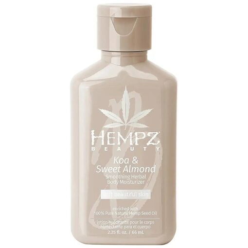 Hempz Smoothing Herbal Body Moisturizer, Koa & Sweet Almond, 2.25 oz - Lightweight Lotion with Hemp Seed Oil & Shea Butter, Vegan for Dry Skin