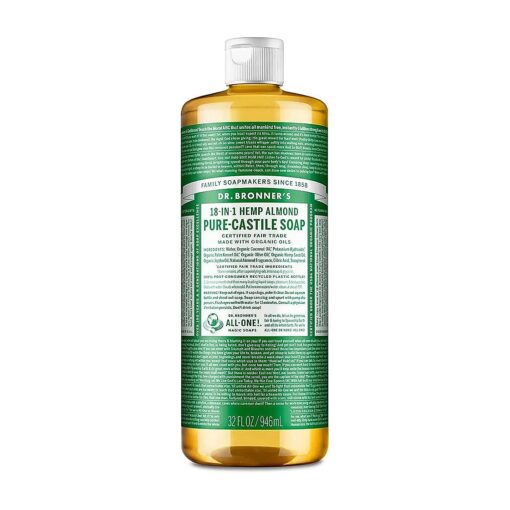 Pure-Castile Liquid Soap ( Almond, 32 ounce ) - Made with Organic Oils, 18-in-1 Uses : Face, Body, Hair, Laundry, Pets and Dishes, Concentrated, Vegan, Non-GMO