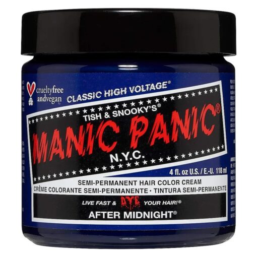 After Midnight Dark Blue Hair Dye - Classic High Voltage - Semi Permanent Deep Dark Blue Hair Color With Green Undertones - Vegan, PPD & Ammonia Free ( 4oz )