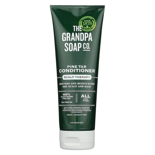 The Grandpa Soap Company Pine Tar Conditioner - Sooths and Moisturizes Dry Scalp, With Pine Tar and Tea Tree Oil, All Hair Types, Vegan, Sulfates and Parabens Free, 8 Fl Oz