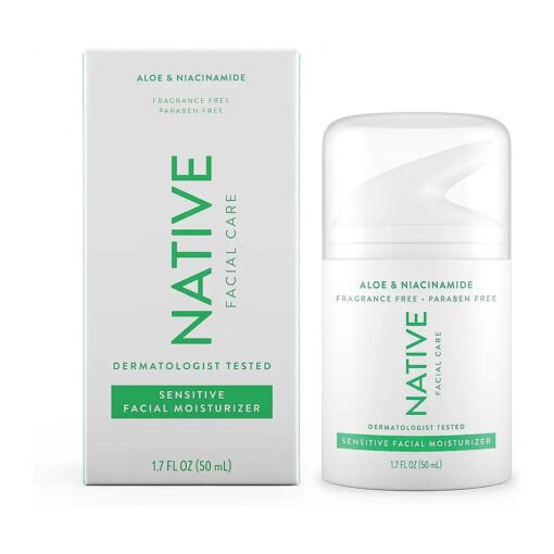 Native Sensitive Daily Facial Moisturizer Gentle Face Lotion Hydrating Cream for Women and Men with Vitamin B3 & Aloe Lightweight Non Greasy Formula - 1.7 fl oz