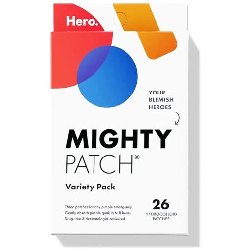 Mighty Patch ( tm ) Variety Pack from Hero Cosmetics - Hydrocolloid Acne Pimple Patches for Covering Zits and Blemishes, Spot Stickers for Face and Skin, Vegan-friendly and Not Tested on Animals ( 26 Count )