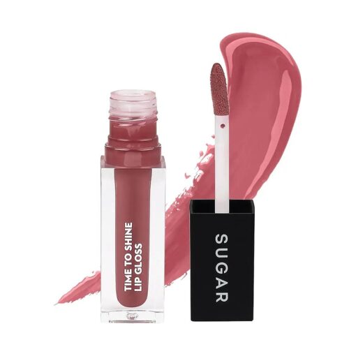 SUGAR Cosmetics Time To Shine Lip Gloss - 02 Velma Pinkley ( Pink Nude ) Non-Sticky Formula, Jojoba Oil Infused