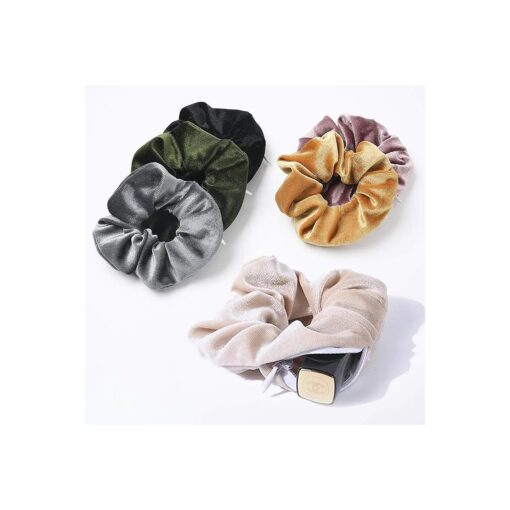 Velvet Scrunchies Hair Ties Women - 6 Pack Big Vsco Girl Stuff Scrunchy for Hair Scrunchie Holder Elastic Bands With Zipper Pocket Gift For Friends