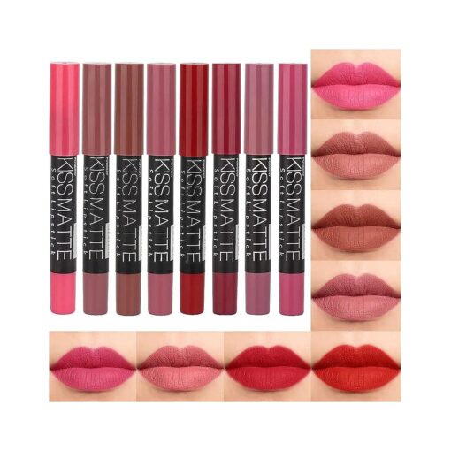 BINGBRUSH 8 Colors Moisture Smooth Longwear Lipstick Pack Set, Matte Color Stick Ultimate Lip Crayon for Makeup Collection - Nourishing Waterproof Velvet Lipgloss Lip Stain ( set07 )