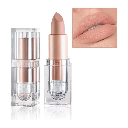 Matte Nude Lipstick Velvet Lip Gloss Non-Fading Non-Sticky Cup Nude Lipstick Matte Lip Stain Long Lasting Waterproof Lipstick for Women Girls Daily Lip Makeup - White Peach