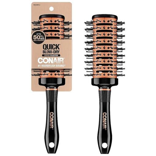 Conair Round Brush for Blow Out - Hair Brush Blow Dryer - Hair Dryer Round Brush - Hair Brush - Quick Blow Dry Copper Collection Vented