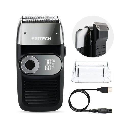 PRITECH Electric Foil and Bald Shavers 2 in 1 Double Shaver for Men Blade and Popup Beard Trimmer with Rechargeable 2 Head 3 Adjustable Speeds Men 's Beard Shaver by Pritech