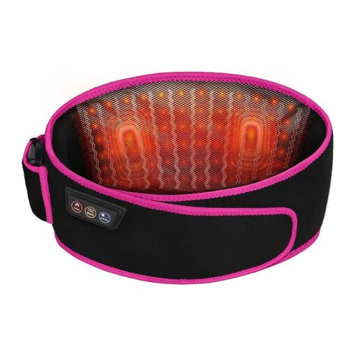 SHINE WELL Back Massager Belt for Deep Tissue Pain Relief, Red Light Therapy Massage Belt with 3 Heat Levels and Vibrating, Lower Back Massager FSA Eligible, Battery Powered