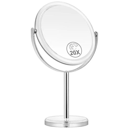 20X Magnifying Mirror, Magnifying Makeup Mirror with Stand, Double Sided Tabletop Mirror with 20X/1X Magnification, 360deg Rotation Vanity Mirror for Bedroom and Bathroom 8 Inches