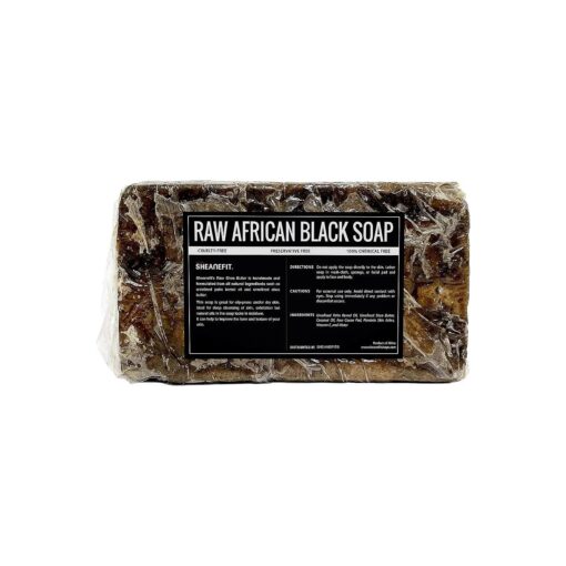 Raw African Black Soap Bar - For All Skin Types - Face, Body, Hair Soap Bulk Bars ( 1 Pound )