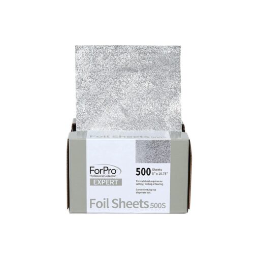 ForPro Professional Collection Expert Embossed Foil Sheets 500S, Aluminum Foil, Pop-Up Foil Dispenser, Hair Foils for Color Application and Highlighting Services, Food Safe, 5" W x 10.75" L, 500-Count