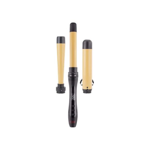 CHI Interchangeable Curling Wand, 3 Barrel Attachments For Versatile Curls, 0.5" -1.25" Inverted Tapered Barrel, 1" & 1.5" Barrel