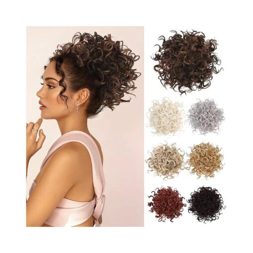 LONAI Messy Bun Hair piece for Women, Elastic Drawstring Loose Wave Curly Scrunchies Ponytail Extension, Synthetic Hair Extensions Hair Bun for Women Daily Use