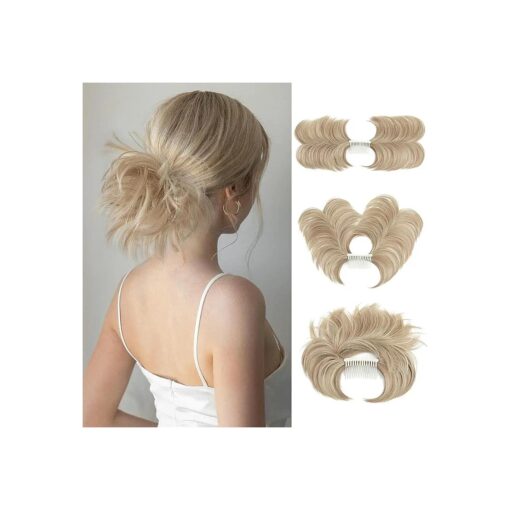 Messy Bun Hair Piece Side Comb Clip in Hair Bun Hairpiece for Women Short Natural Straight Versatile Adjustable Styles Easy Hair pieces ( Dirty Blonde-S )