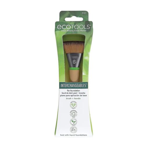 Ecotools Flat Foundation Interchangeables Makeup Brush for Flawless Liquid and Cream Foundation