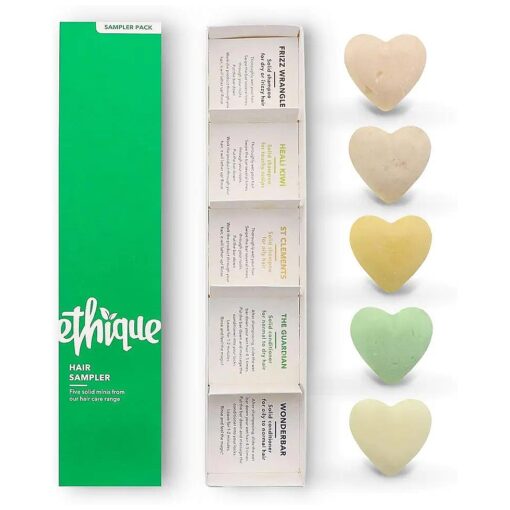 Ethique Hair Sampler - Shampoo & Conditioner - Plastic-Free, Vegan, Cruelty-Free, Eco-Friendly, 5 Travel Bars ( Pack of 1 )