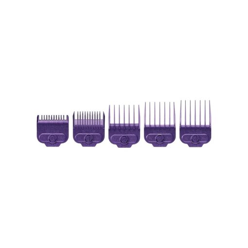 Andis 66345 Nano-Silver Magnetic Attachment 5 Combs with Long-Lasting Performance - Sizes 6", 8", 4", 3/8", 2", Provide Professional Haircuts and Styles - Purple