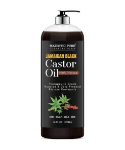 MAJESTIC PURE Jamaican Black Castor Oil for Hair Growth & Natural Skin Care - Roasted & Cold-Pressed - Massage, Scalp, Hair and Nails - 16 fl oz