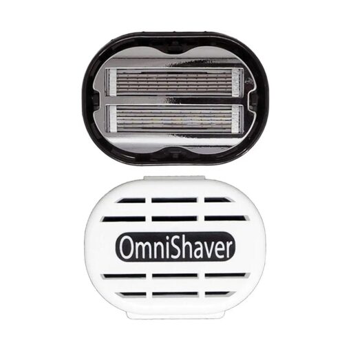 Premium Omnishaver with White Travel Case - The Fastest Way to Shave Head, Legs, Arms, Body | an Alternative to Disposable Shaving Razors Self Cleans & Strops During Use | Bald Head Shaver for Men