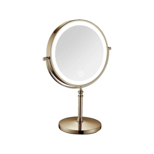 Rose Gold Makeup Mirror with Gold 1X/10X Free Standing 8 Inches 360 Swivel Dual-Sided Tabletop Vanity Mirror, Metal