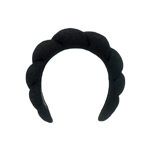 Skincare Headband for Women, Spa Headband, Makeup Headband for Washing Face, Soft Towel Headband for Facial Mask, Cute Hairband for Shower ( Black )