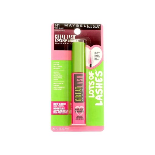 Maybelline New York Great Lash Lots of Lashes Washable Mascara, Very Black .43 Ounces ( Pack of 3 )