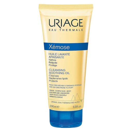 Uriage Xemose Cleansing Soothing Oil | Face & Body Daily Cleanser that Brings Instant & Long-Lasting Comfort to Very Dry Skin, With Glycerin & Ceramides | Soap-free, Fragrance-Free