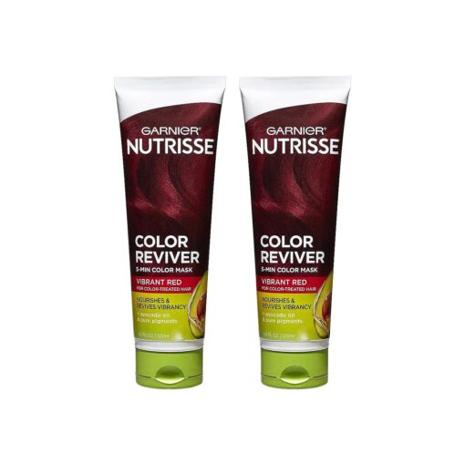 Garnier Hair Color Nutrisse Color Reviver 5 MIN Color Mask, Vibrant Red for Color Treated Hair to Nourish & Revives Vibrancy ( For Auburn Reds ), 4.2 Fl Oz, 2 Count ( Packaging May Vary )