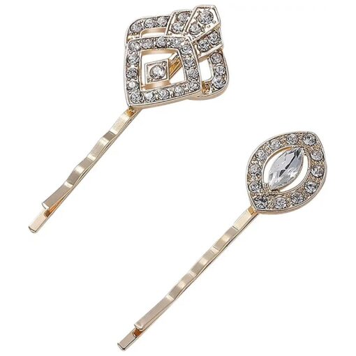 BABEYOND Vintage Hair Pins Clips for Women 1920s Crystal Rhinestone Feather Hair Pins Great Gatsby Hair Piece ( A-Gold )