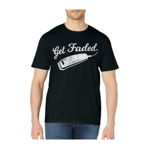 Vintage Distressed Barber T-Shirt - Get Faded Script Tail Te