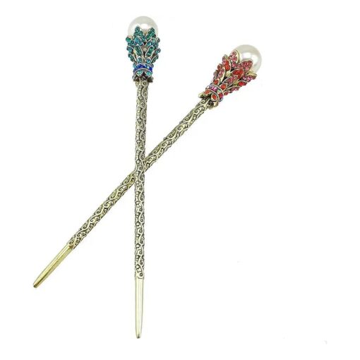 yueton ? Pack of 2 Rhinestone Pearl Hair Stick Vintage Hair Chopsticks Hairpin Chignon Pin