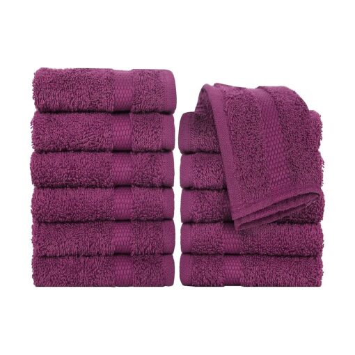 Pleasant Home 12 Pack Wash Cloths Set - 12" x 12" - 100 % Cotton - 500 GSM - Lightweight Soft & Absorbent - Durable ( Violet )