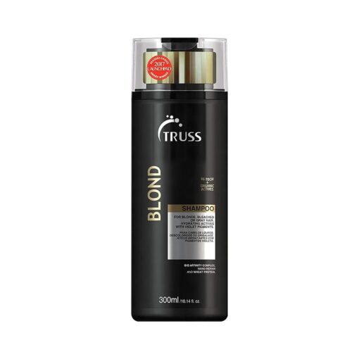 TRUSS Blond Shampoo - Toning & Color Protect Shampoo with Frizz Control - Violet Pigmented Blonde Shampoo that Controls Brassy and Yellow + Orange Tones in Bleached, Highlighted & Gray Hair ( 300 ml )