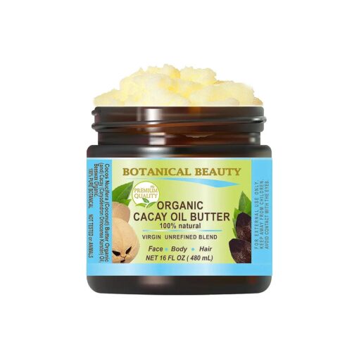 Organic CACAY OIL BUTTER Pure Natural Virgin Unrefined RAW 16 Fl, Oz.- 480 ml for FACE SKIN BODY HAIR NAILS Vitamin C Vitamin E