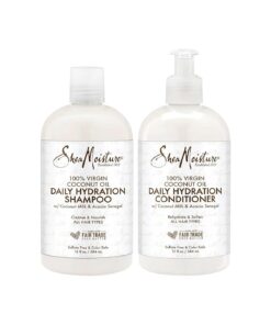 SheaMoisture 100 % Virgin Coconut Oil Daily Hydration Shampoo & Conditioner | 13 fl, oz, Each with box