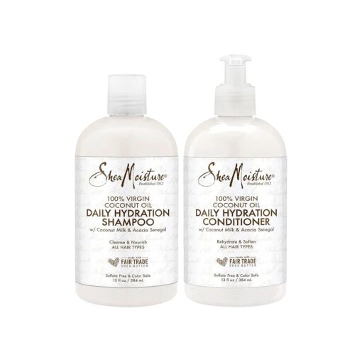 SheaMoisture 100 % Virgin Coconut Oil Daily Hydration Shampoo & Conditioner | 13 fl, oz, Each with box