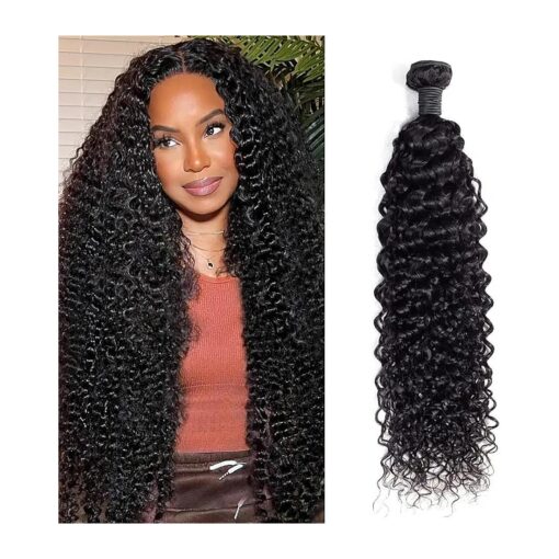 Deep Wave Bundles Human Hair Water Wave Bundles Curly Bundles Human Hair 1 Bundle 10A Brazilian Virgin Human Hair Bundles Double Weft Hair Extensions Natural Black 10 Inch