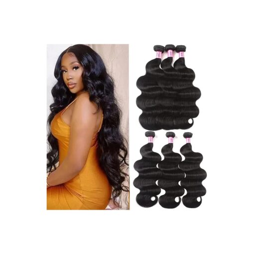 UNice Hair Icenu Series 8a Indian Body Wave Virgin Hair 3 Bundles, 100 % Unprocessed Human Hair Extensions Weave Natural Color ( 14 16 18 inches )