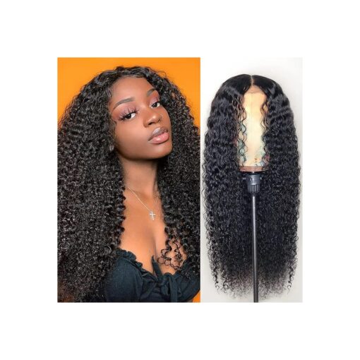 YMSGIRL Jerry Curl Wig 4x4 Lace Closure 150 % Density Human Hair Wigs Natural Color Glueless Wigs Lace Front Wig For Women 14 Inch