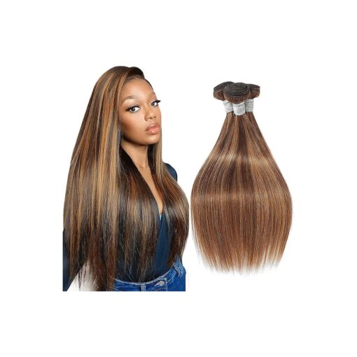 Agnes Brazilian Hair Ombre Bundles Straight Wave Human Hair 3 Bundles F427 Ombre Virgin Hair 3 Bundles 100GPcs Unprocessed Remy Double Weft Two Tone Light Brown Mix Blonde ( 28 30 32In ) ( RDLSTF42728 )