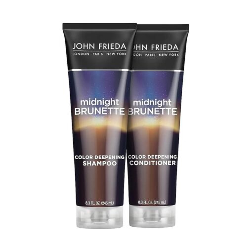 John Frieda Midnight Brunette Visibly Deeper Shampoo and Conditioner Set for Brunette Hair, with Evening Primrose Oil and Natural Cocoa, Natural or Color Treated Hair ( 8.3 oz, Pack of 2 Set )